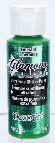 Ultra fine emerald green glitter paint for crafts, offering superior coverage and shimmer for DIY projects.