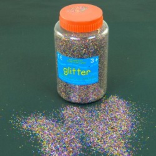 Multi-color glitter shaker, 250gm, perfect for crafts, safe for all ages, ideal for adding sparkle to any project.