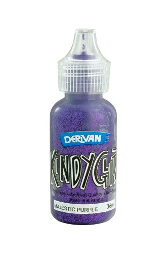 Colorful 5-pack of Derivan Kindy Glitz glitter glue tubes, ideal for crafts, non-toxic, acid-free, and archival quality.