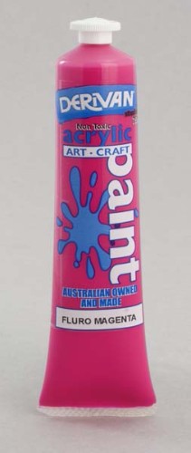 Bright fluorescent magenta acrylic paint in a 75ml tube, perfect for art education and versatile creative projects.