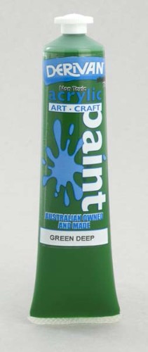 75ml tube of Derivan acrylic paint in Deep Green, ideal for artists and crafters for vibrant, smooth painting and color mixing.