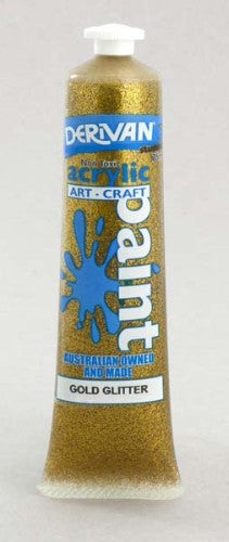 Derivan Stu 75ml Gold Glitter Acrylic Paint, perfect for vibrant art projects and mixed media with a smooth, buttery finish.