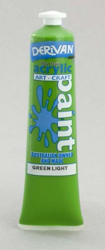 Derivan Stu 75ml Green Light Acrylic Paint, vibrant, smooth, perfect for color mixing and various painting techniques.
