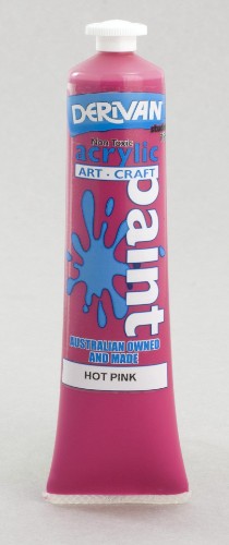 Vibrant 75ml Derivan Stu acrylic paint in Hot Pink, perfect for artists and educators, ideal for color mixing and various techniques.