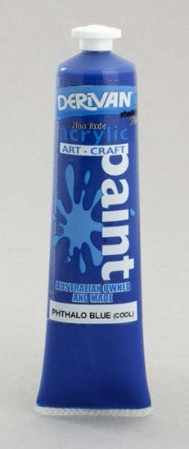 Acrylic paint tube in Phthalo Blue (Cool), 75ml, ideal for artists, offering smooth consistency and vibrant colors for various techniques.