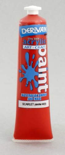 Vibrant 75ml scarlet acrylic paint with smooth consistency, perfect for blending and various painting techniques.