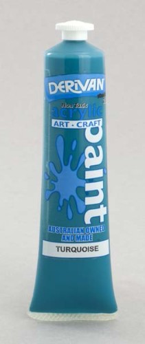 Vibrant 75ml Derivan Acrylic Paint in Turquoise, ideal for blending, color mixing, and various painting techniques.