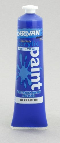Vibrant Derivan Stu 75ml Ultra Blue acrylic paint, perfect for artists, featuring smooth application and rich pigmentation.