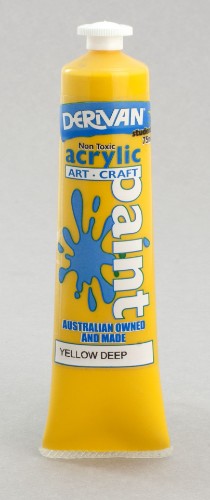 Acrylic paint tube in Yellow Deep, 75ml, ideal for color mixing and versatile painting techniques. Perfect for artists of all levels.