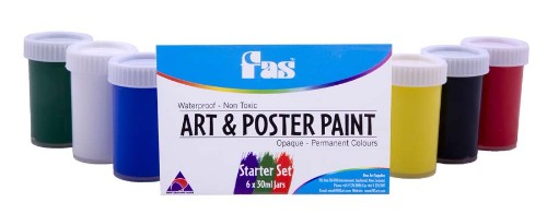Bright, non-toxic poster paint set with 75ml bottles for versatile indoor and outdoor artistic projects.