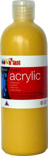 Acrylic paint bottle of Fas Student Acrylic 500ml in Yellow Oxide, ideal for versatile and vibrant artistic projects.