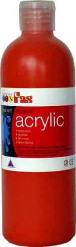Acrylic paint bottle in Crimson, 500ml, perfect for artists seeking vibrant, non-toxic, and versatile color for various techniques.