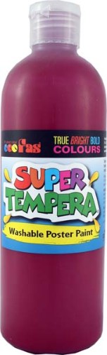 Fas Super Tempera 500ml in Burgundy, a vibrant, non-toxic poster paint for arts, crafts, and educational projects.