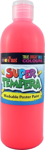 Vibrant 250ml Fluo Red non-toxic tempera paint, perfect for diverse art projects, easy to wash, glows under UV light.