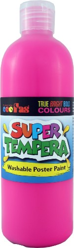 Vibrant Fluo Magenta 250ml non-toxic poster paint, perfect for educational art projects and washes out of 98% of fabrics.