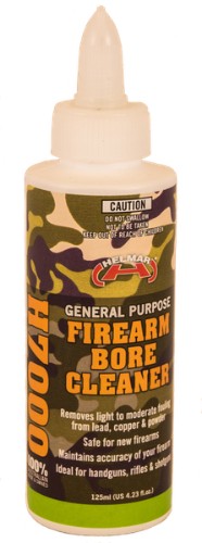 Helmar H7000 Firearm Bore Cleaner 125ml bottle, designed for safe, effective cleaning of firearms without ammonia.