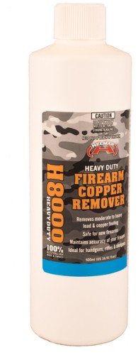 Helmar H8000 Copper Remover 500ml for effective firearm cleaning, safely removes copper fouling from all barrel types.