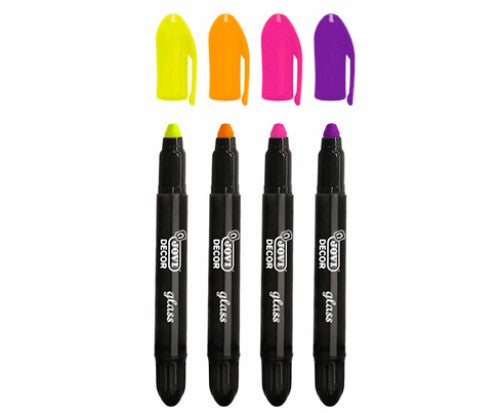 Vibrant Jovi Decor Glass Wax Markers in neon colors, ideal for creative projects on non-porous surfaces.