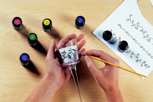 Vibrant Marabu Glasart 15ml glass paint in glossy 420 Yellow, perfect for diverse surfaces and weatherproof artistry.