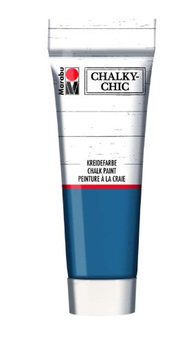 Marabu Chalky-Chic 100ml Smoky Blue paint in a bottle, perfect for vintage furniture makeovers with excellent coverage.