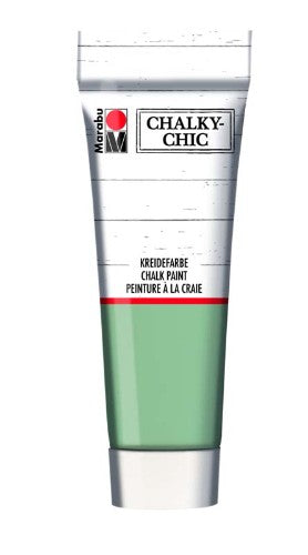 Marabu Chalky-Chic 100ml Mistletoe, eco-friendly chalk paint in a vintage green, perfect for DIY furniture and crafts.