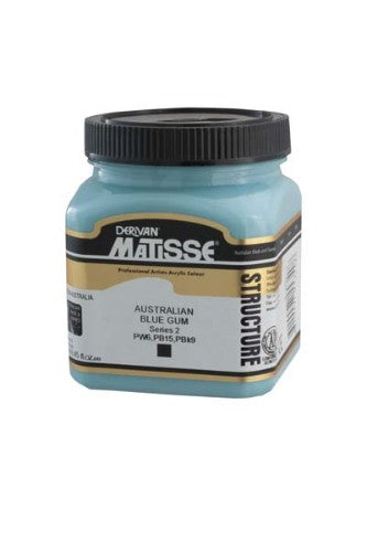 Vibrant Matisse Str 250ml Acrylic Paint in Aust Blue Gum S2, featuring rich impasto texture for stunning artwork.