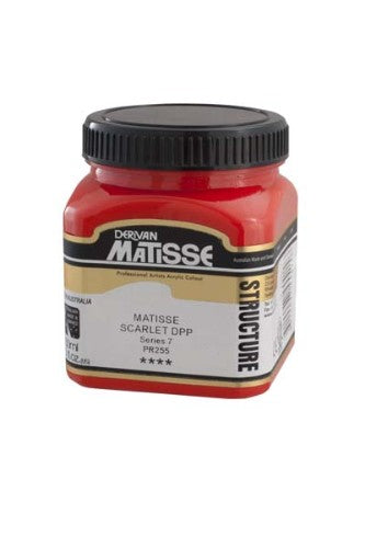 Matisse 250ml Acrylic Paint in vibrant Scarlet DPP, perfect for impasto techniques and high-quality, long-lasting artwork.