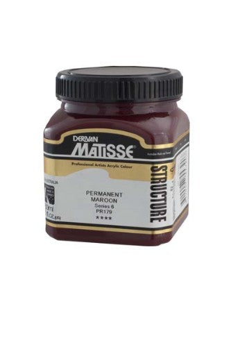 Vibrant Matisse Structure Acrylic Paint in Permanent Maroon S6, 250ml; ideal for textured effects and long-lasting, intense color.