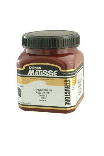 Matisse Structure Acrylic Paint in Trans Red Oxide, 250ml, offers vibrant color and versatile application for stunning art.