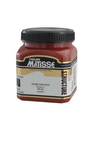 Vibrant Matisse Structure Acrylic Paint in Venetian Red, ideal for textured effects with brush or palette knife.