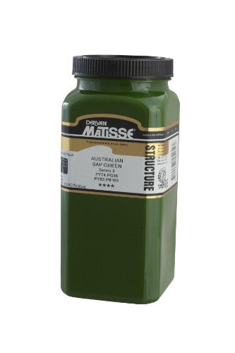 Acrylic paint in Aust Sap Green S3, 500ml, ideal for textured effects with impasto consistency and rich, earthy tone.