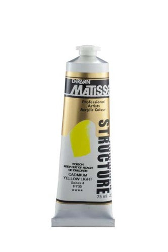 Matisse Structure Acrylic Paint 75ml in Cad Yellow Light S4, featuring vibrant color and rich impasto texture for artistic creations.