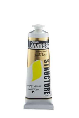 Vibrant 75ml Matisse Structure Acrylic Paint in Primary Yellow, ideal for textured effects and professional-quality artwork.