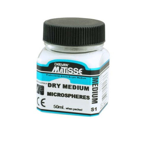 Matisse Dry Med 40ml Microspheres in a bottle, ideal for artists to create lightweight, textured effects on large canvases.