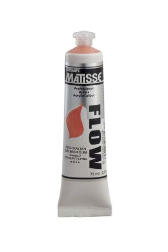 Matisse Flow Acrylic Paint 75ml in Aust Salmon Gum S2, ideal for fluid brushwork and versatile artistic techniques.