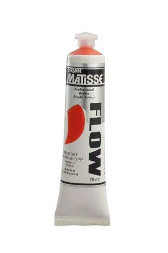 Vibrant Matisse Orange DPP acrylic paint in 75ml tube, designed for smooth, flowing brushstrokes and exceptional color blending.