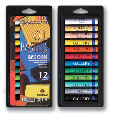 Vibrant 12-color oil pastel set for artists, featuring intense pigmentation for smooth application and blending on various surfaces.