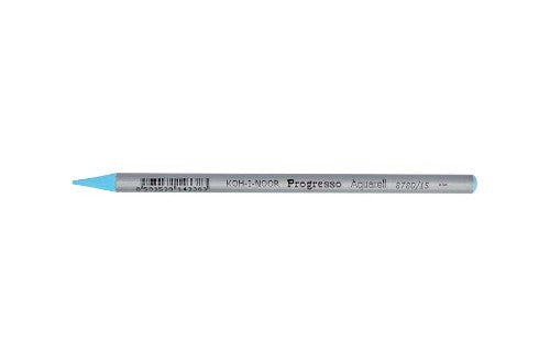 Pack of 12 Ice Blue Progresso Aquarelle Pencils for vibrant, blendable watercolor art in a comfortable hexagonal barrel.