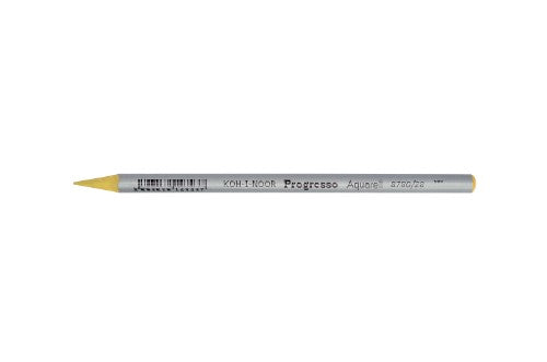 Progresso Aquarelle Pencils in Gold Ochre (Pack of 12) featuring hexagonal barrels for comfort and vibrant watercolour application.