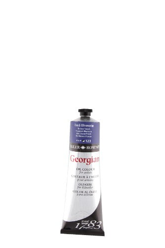 Premium 225ml artist oil paint in French Ultramarine, featuring smooth consistency and high pigment load for vibrant artwork.