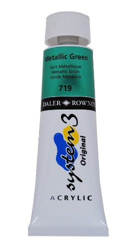 Metallic green acrylic paint in 75ml, perfect for vibrant artwork with a stunning metallic finish. Ideal for various surfaces.