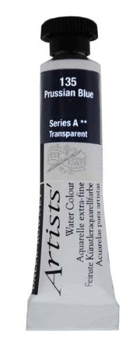 Vibrant 5ml tube of Daler-Rowney Prussian Blue watercolour, ideal for rich, vivid artwork and superior mixing capabilities.