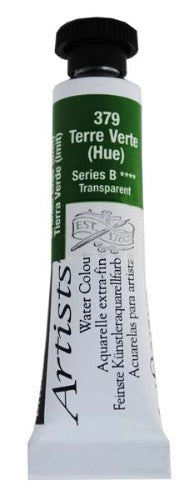 5ml tube of Daler-Rowney Terre Verte (Hue) watercolor paint, rich color, high pigment load for versatile artistic applications.