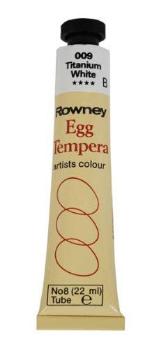 Rown Egg Tempera 22ml Titanium White, a premium paint offering smooth application and vibrant color for artists.