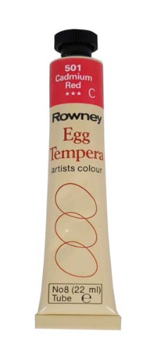 Rown Egg Tempera 22ml in Cadmium Red offers vibrant color and smooth application, ideal for fine art and classical techniques.