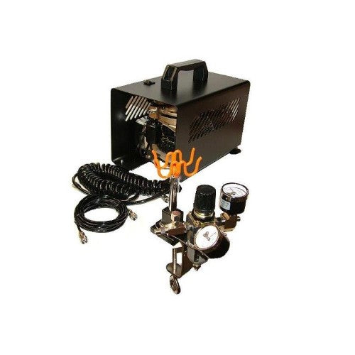 Sparmax TC-2000ARC Twin Cylinder Compressor for airbrushing, featuring quiet operation and automatic shut-off for extended use.