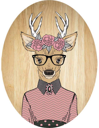 Plywood oval wall art featuring a whimsical Deer Girl design, perfect for children's rooms or as a unique gift.