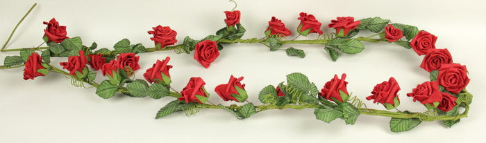 Exquisite 195cm rose garland with lifelike blooms, perfect for weddings and home decor, adding elegance and romance.