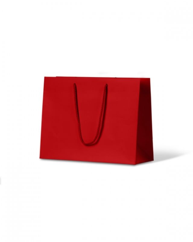 Laminated Matte Ruby Red Bags, 250mm x 330mm, durable 180 GSM, perfect for apparel and accessories, pack of 100.
