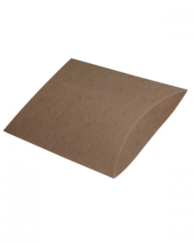 Natural kraft pillow boxes (216x212x44mm) in a pack of 100, ideal for eco-friendly gifting and stylish packaging solutions.